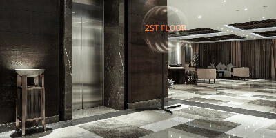 Innovatie hotels, bewegwijzering aan de lift met hypervsn technologie