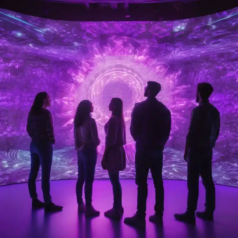 Publiek kijkt naar prachtige animaties op een transparant holografische scherm